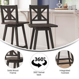 Flash Furniture Gwendolyn Commercial Grade Modern Farmhouse Barstool - Gray Wash Walnut Solid Wood Frame - Bar Height - 360° Swivel Seat - Integrated Footrest Flash Furniture