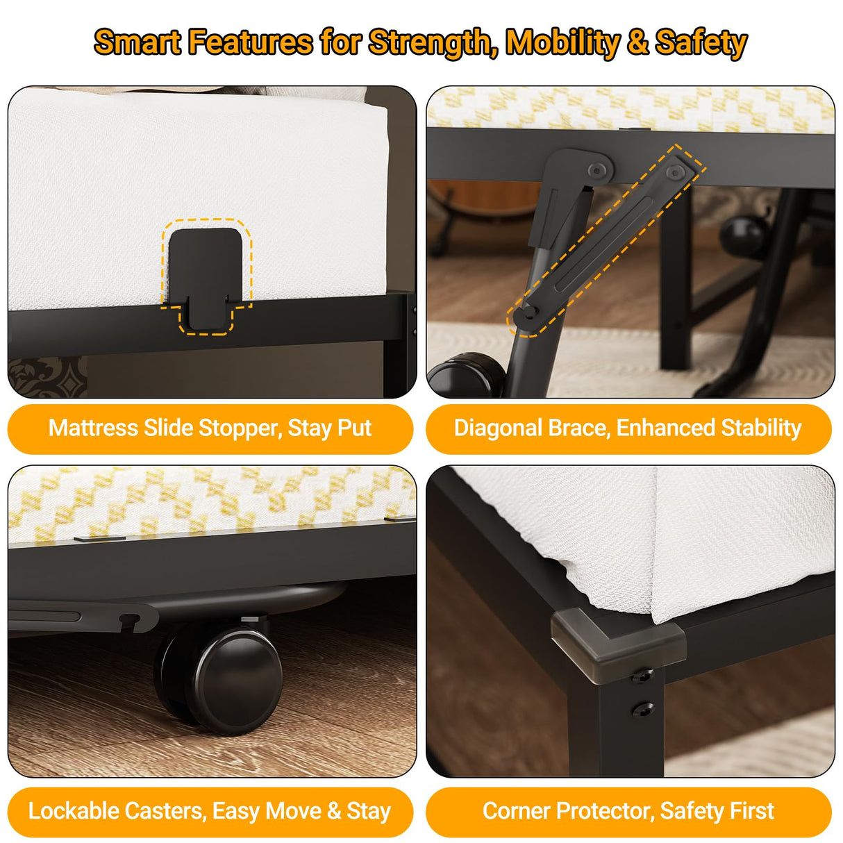 Homieasy Daybed with Pop Up Trundle, Corner Twin Bed Frame with Charging Station & LED, Reversible Twin Day Bed with Storage Bookcase Headboard for Bedroom, Living & Guest Room, Black Homieasy