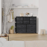 Jojoka Dresser for Bedroom with 10 Drawers, Dressers & Chest of Drawers, Fabric Storage Drawer with Side Pockets for Kids Room, Closet, Hallway, Entryway, Living Room (Black) Jojoka