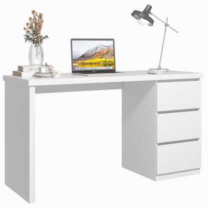 furtble White Desk with Drawers, 53'' W Home Office Computer Desk Gaming Table, Modern Vanity Desk with storage, Wood Writing Workstation for Bedroom, Living Room