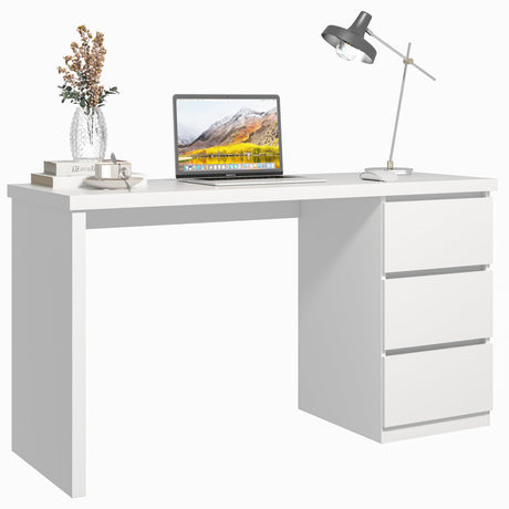 furtble White Desk with Drawers, 53'' W Home Office Computer Desk Gaming Table, Modern Vanity Desk with storage, Wood Writing Workstation for Bedroom, Living Room furtble