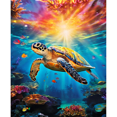 Ocean Turtle Paint by Numbers Kit for Adults Beginner, SeaTurtle Paint by Number Kit for Adults, Adult Paint by Number Canvas Animal with Paintbrushes and Acrylic Pigment 16x20 inch,Ocean Turtle