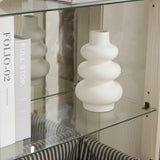 CKEASEAN Curio Cabinet with Tempered Glass Doors, 52" H Glass Display Cabinet with Light Bulb inclued, Curio Storage Cabinet with Mirrored Back Panel and Adjustable Shelves (White) CKEASEAN