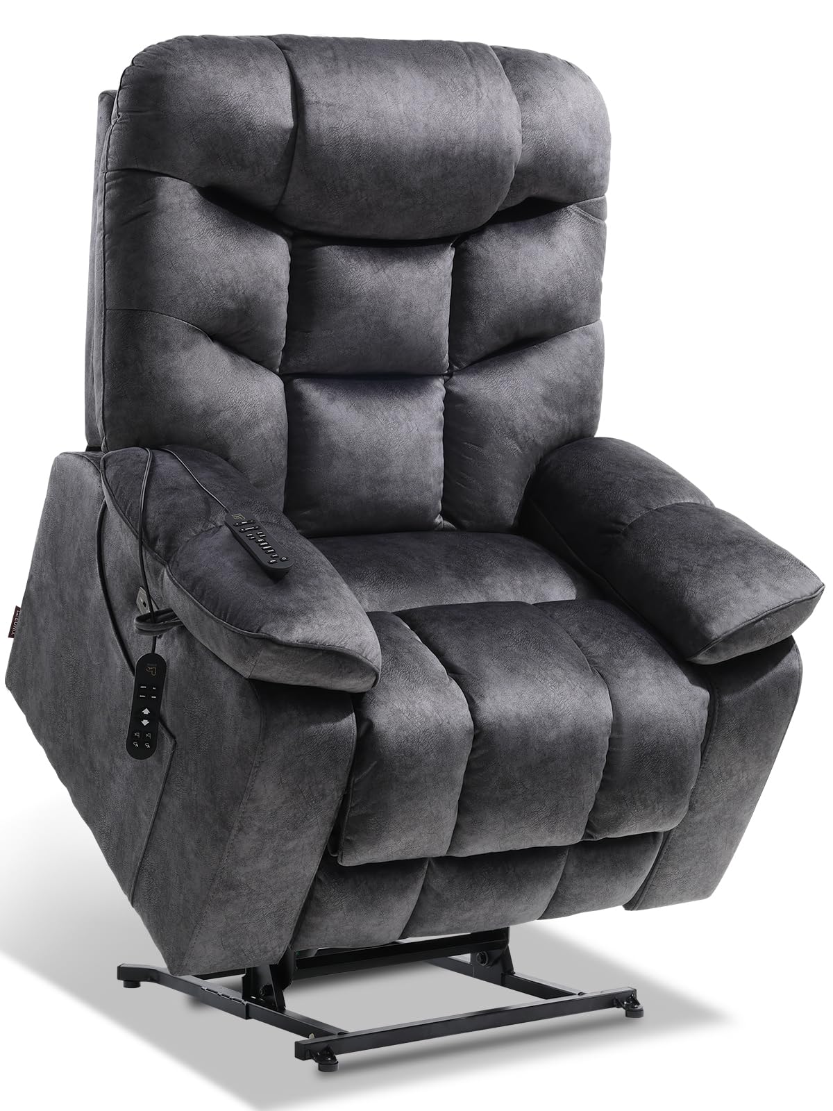 EONIX Oversized Big Man Power Lift Recliner Chair for Elderly with Heat and Massage, 400lbs Dual Motor Lay Flat Electirc Lift Chair with Extended Footrest, SLRY008063, Black EONIX