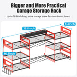 CCCEI Red Power Tool Organizer Wall Mount, Large Tools and Battery Storage Rack Charging Station Individual Switches. Drills Holder, Garage Utility Shelves with 6FT Power Strip. Gift for Men. CCCEI