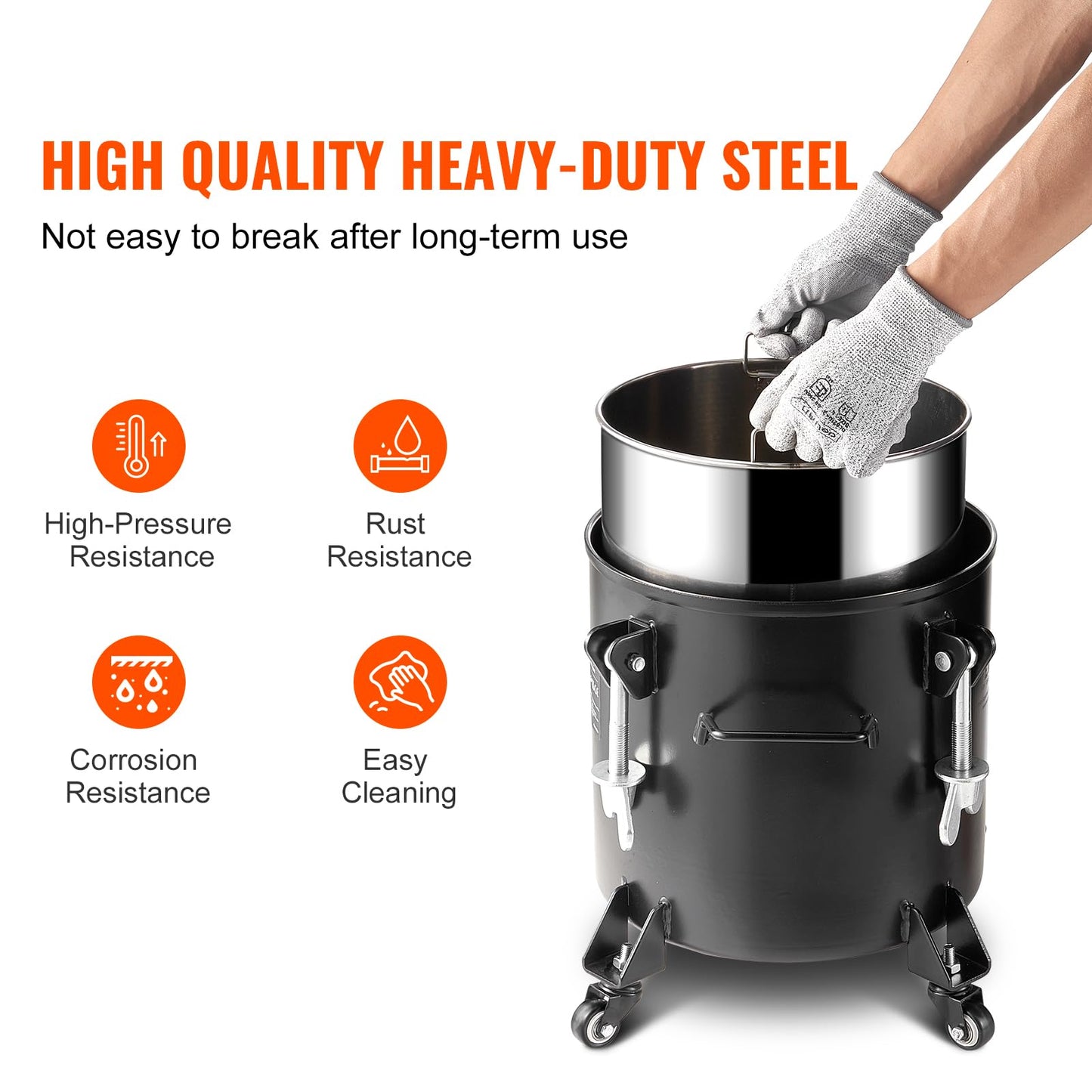 VEVOR Spray Paint Pressure Pot, 20L/5gal Pressure Pot Tank, 70 psi Adjustale Pressure, Steel Pressure Pot Paint Tank with Casters and Leak Repair Sealant, for Home Decor and Industry Painting - WoodArtSupply