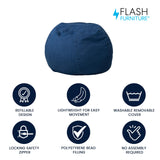 Flash Furniture Dillon Small Bean Bag Chair for Kids and Teens, Foam-Filled Beanbag Chair with Machine Washable Cover, Denim Flash Furniture