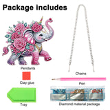JISHSHAY Diamond Painting Pendant 5D DIY Elephant Flower Art Wind Chime Special Shaped Crystal Suncatcher Garden Outdoor Keyrings Decor JISHSHAY