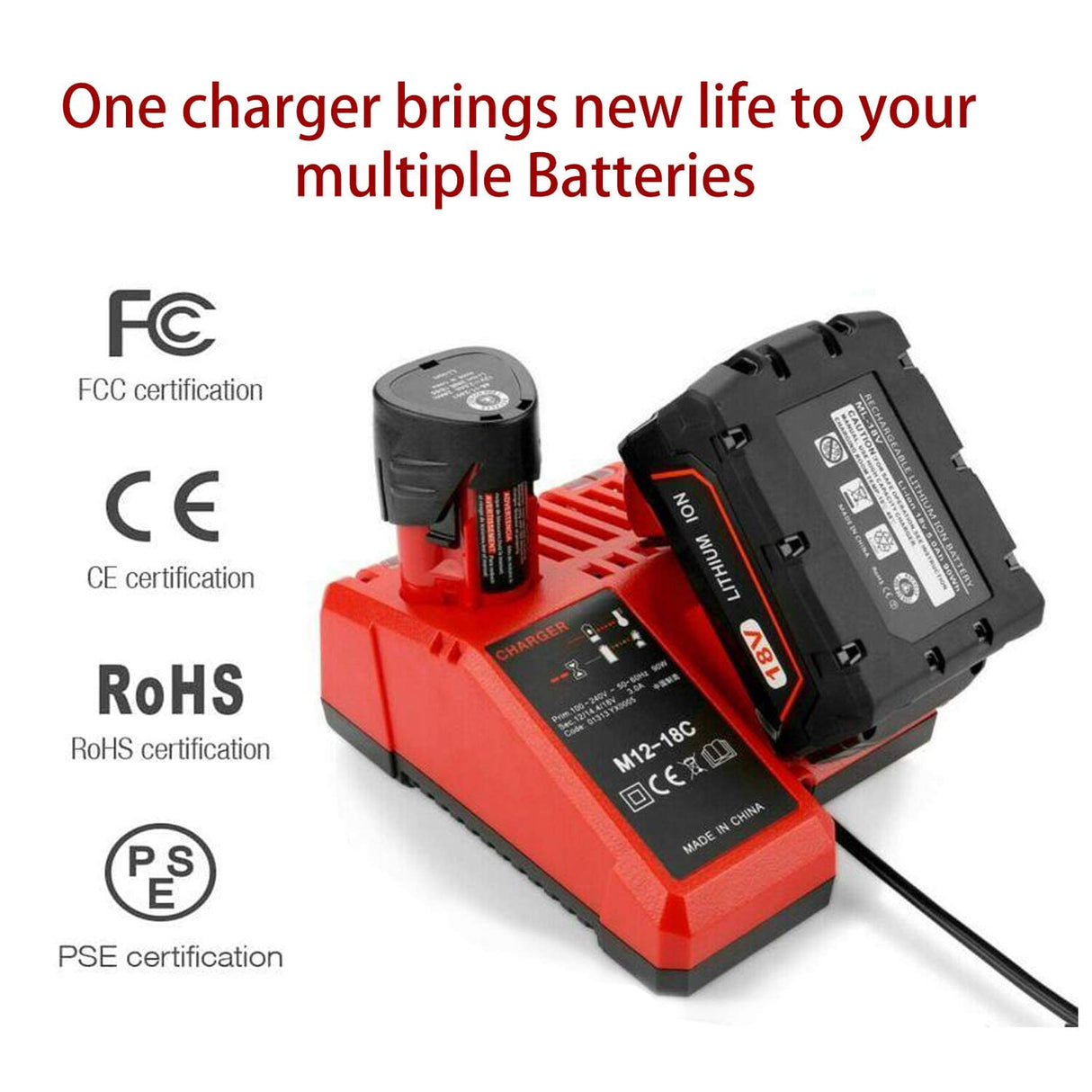 Replacement Charger for Milwaukee M12 & for M18 Rapid Charger for Milwaukee 12V-18V XC Lithium-Ion Tools Battery Power Charger Futurebatt