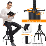 LOKKHAN Set of 2 Industrial Bar Stool-Height Adjustable Swivel Wood and Metal Bar Stool,Farmhouse Stool,Extra Tall Pub Height,23"-29" LOKKHAN