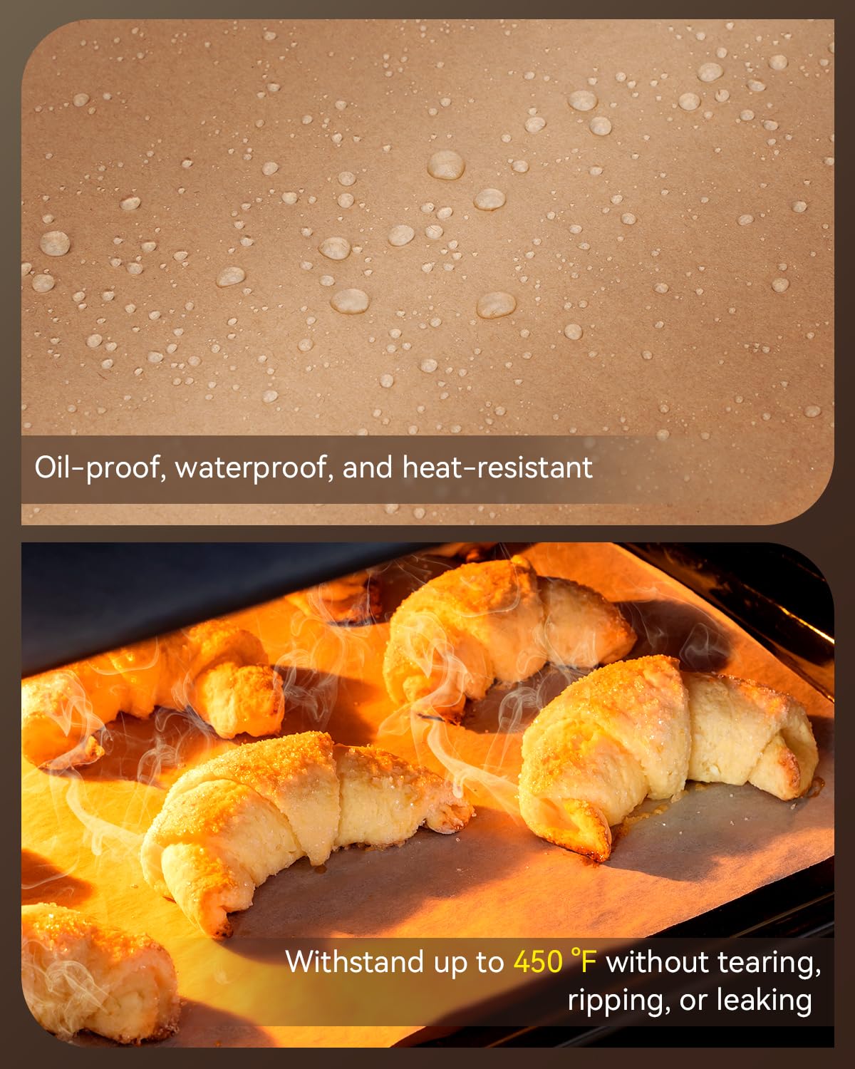 Parchment Paper Sheets, 9x13 In Non-Stick Precut Baking Parchment for Baking, Grilling, Air Fryer, Steaming, and More (Unbleached) - Quarter Sheet Size, Perfect for Bread, Cakes, Cookies, 100PCS Amfocus