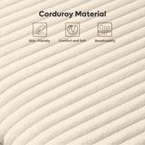 Bestier Full Bed Frame with Adjustable Headboard & LED Lighting, Corduroy Upholstered Platform Bed Frame with Storage Shelf, Solid Wood Slats, No Box Spring Needed, Never Squeak, Easy Assembly, Beige Bestier