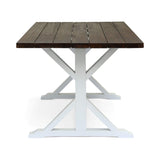 GDFStudio Rustic Farmhouse Acacia Wood Dining Table, Dark Brown and White GDFStudio