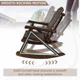 EPICOZY Outdoor Double Wooden Rocking Bench, Adirondack Porch Rocker Chair for 2 Persons, Patio Rustic Log Rocker Loveseat with High Slatted Seat & Backrest for Deck, Backyard, Garden, Carbonized EPICOZY