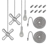 Generic ELFCAB Ceiling Fan Pull Chain Set, Including 4Pcs Beaded Ball Fan Pull Chain Pendant, Extra 8Pcs Pull Loop Connectors, 2Pcs 36 inches Fan Pull Chain Extension. (Nickel), 12inch Mnixy