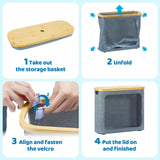 ROSOS Toilet Paper Basket, Toilet Paper Storage with Lid for 12 Rolls, Bathroom Storage Organizer with Bamboo Lid, Grey ROSOS