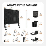 HUHOLE 32 x 12 inch Clamp On Desk Pegboard, Black Metal Desktop Organizer, Desk Accessories for Gaming & Office, Versatile Clamp-On Pegboard for Organization and Storage HUHOLE