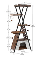 FourFurPets 72.4" Modern Cat Tower for Indoor Cats - Multi-Level Condo With Caves, Tall Tree With Scratching Board, Wooden Tower With Large Perch, Removable Pads, Rustic Brown FourFurPets