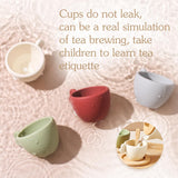 Tea Party Set for Kids, Wooden Tea Set for Little Girls and Boys, Kids Play Kitchen Accessories Toy Dishwasher Safe Tea Set for Toddler, Pretend Play Toddler Tea Set Ideal Christmas Birthday Gift Ikubigu