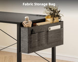 ODK Computer Desk - 48 Inch Office Writing Desk for Home, Student Study Desk with Storage Bag, Headphone Hook & Power Outlets, Modern Simple Table for Bedroom, Black ODK