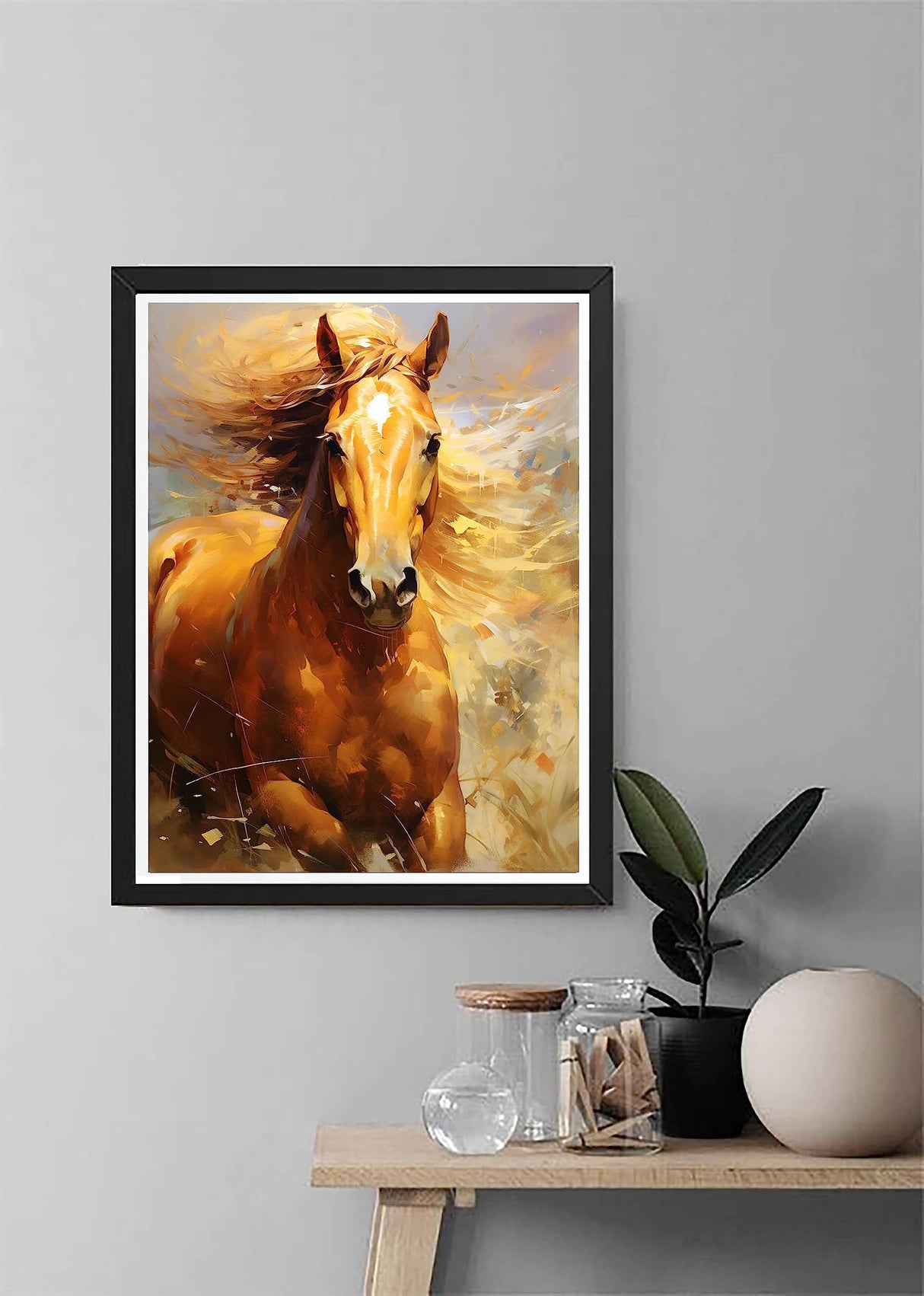 Diymood DIY 5D Diamond Painting Kits for Adults Horse - Diamond Art Kits for Adults Animal | Full Drill Round | Crystal Mosaic Picture | Beginner | Home Wall Decor | 12x16 inch Diymood