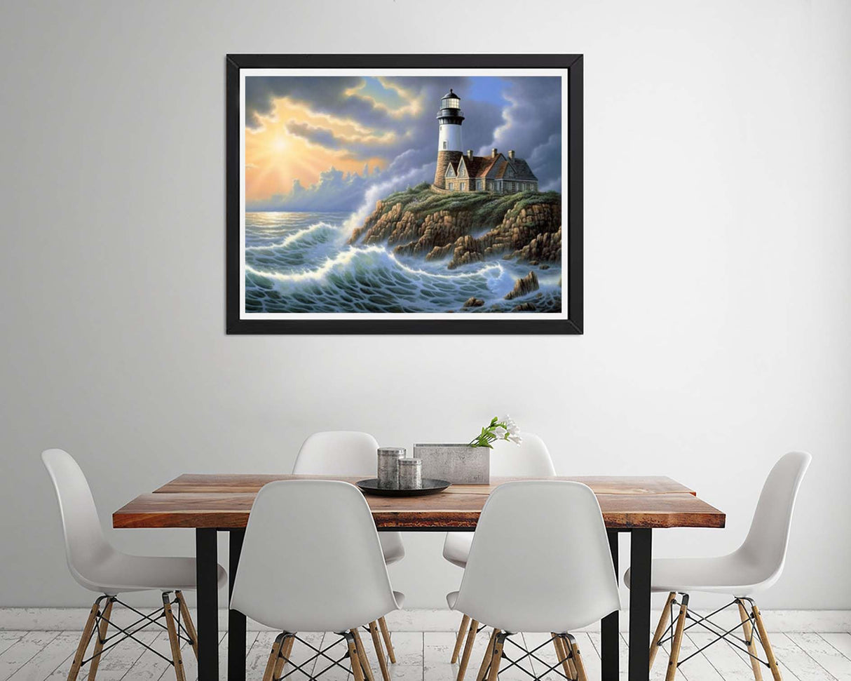 Diymood Painting5D Diamond Painting Landscape Sea View Room, Paint with Diamonds DIY Diamond Art Sunlight Ocean, Diymood painting by Number Kits Full Drill Rhinestone for Home Wall Decor 12x16inch Diymood