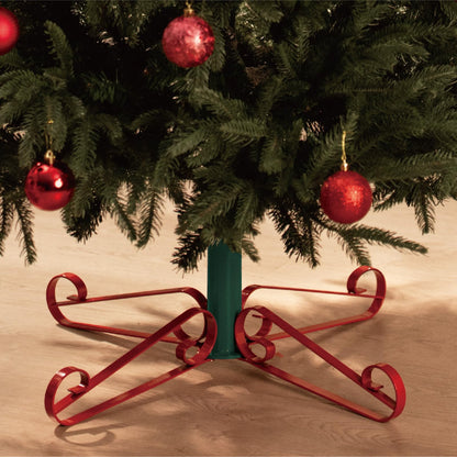 Christmas Tree Stand for Artificial Trees 4 to 8 Foot Christmas Fake Tree Holder for Green & Red Indoor Outdoor Party Christmas Tree Ornaments Fits Up to 1.4" Xmas Tree Trunks