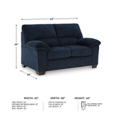 Signature Design by Ashley SimpleJoy Contemporary Loveseat for Living Room, Blue Signature Design by Ashley