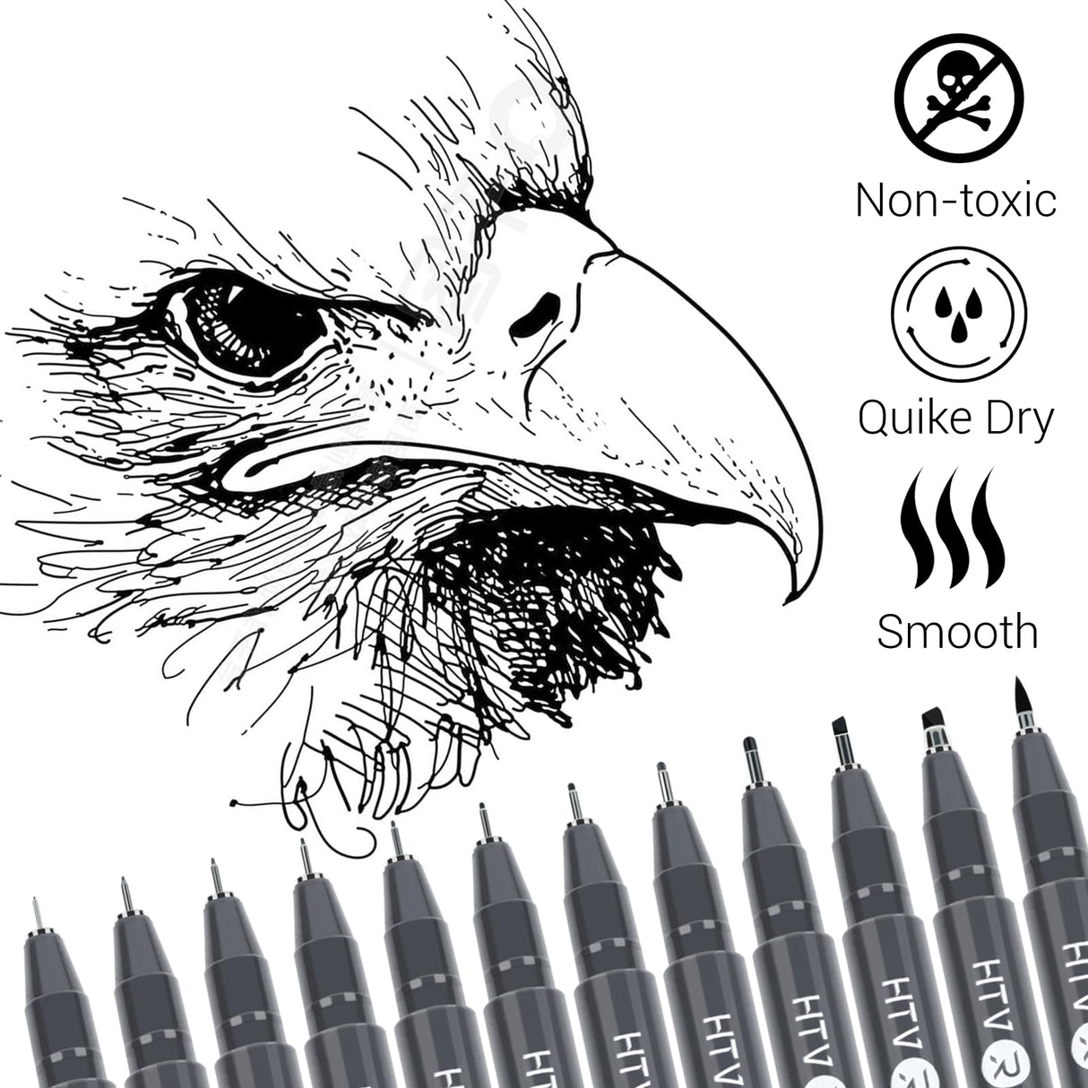 HTVRONT Micro Pens Fineliner Drawing Pens - 13 Pack Artist Pens Fine Liners Sketch Pens Set - 1HB Pencil & 12 Sizes Black Waterproof Archival Ink Pens for Artists Drawing, Anime Christmas Art Supplies HTVRONT