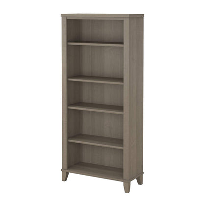 Bush Furniture Somerset 5 Shelf Tall Bookcase in Ash Gray - WoodArtSupply