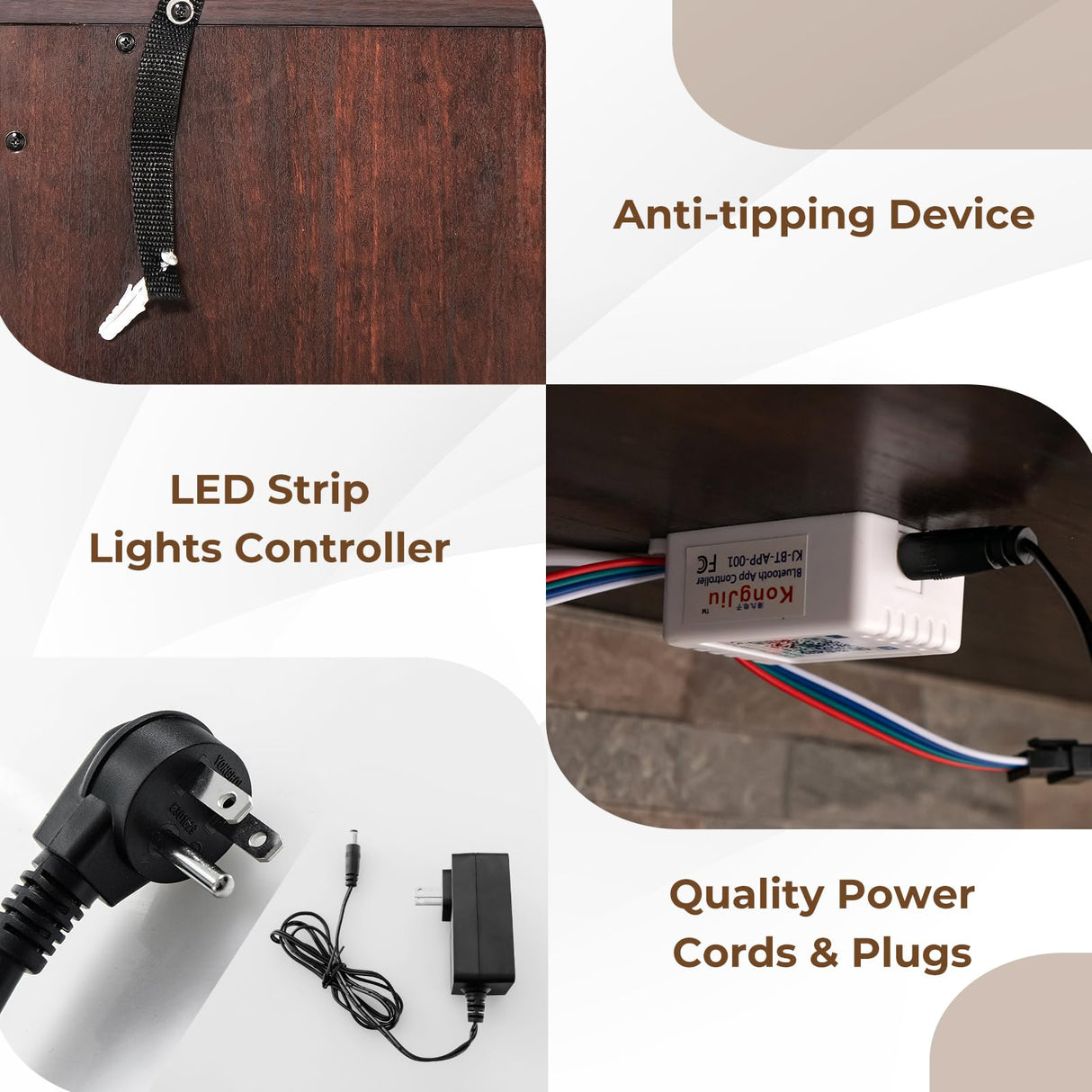 SIMOE Electric Fireplace TV Stand for 65in+ Tv, 19‘’ Fireplace with Mantel, Entertainment Center with 16 Color LED Lights, APP Control & 4 Mode, TV Console for Living Room, Remote Control, Timer SIMOE