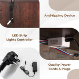 SIMOE Electric Fireplace TV Stand for 65in+ Tv, 19‘’ Fireplace with Mantel, Entertainment Center with 16 Color LED Lights, APP Control & 4 Mode, TV Console for Living Room, Remote Control, Timer SIMOE