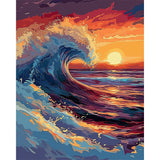 Natuyalo Paint by Numbers for Adults - DIY Adult Paint by Number Kits Painting on Canvas Sea Wave Painting by Numbers for Beginners, Sunset Seascape Art Craft Kits for Adults (16x20 Inch) Natuyalo
