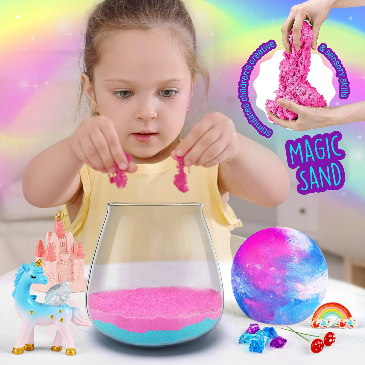 Unicorn Terrarium Gifts for Kids - Light Up Terrarium Crafts Kit with DIY Moon Lamp - Unicorn Toys for Girls - Arts and Crafts Birthday Gift for Girls Ages 4 5 6 7 8-12 Year Old LAOESE