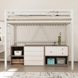 Allewie Metal Loft Bed Twin Size with Guardrail and Ladder, Small Space Saving Design for Bedroom Kid Room and Dorm, No Box Spring Needed, White Allewie