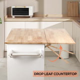 VOWNER 43" Kitchen Island with Drop Leaf, Island Table Kitchen with Storage, Solid Wood Countertop Rolling Kitchen Cart for Kitchen, Living Room VOWNER