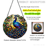 WOHAHA Peacock Stained Glass Window Hanging - 7.8'' Hand-Painted Suncatcher for Indoor/Outdoor Decor, Sun Catcher Glass Panel Wall Art Decor for Women, Couples & Animal Lovers (Blue-1) WOHAHA