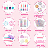 Nail Art Kit with Non-Toxic Nail Polish for Girls, 34Pcs Kids Nail Design Tool Set with Peel-off Nail Polishes, Dotting Pen, False Nail, DIY Sticker, Nail Decoration Gift for Girls Age 6-15 M&U MAKE YOU UP