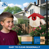 SISTERBIRD Wren Bird Houses for Outside Cedar Hanging Birdhouses for Outdoors 1-1/8" Entrance Hole Bird Houses for Outside Clearance Wooden Nesting Box Chickadee Predator Guard, Red SISTERBIRD