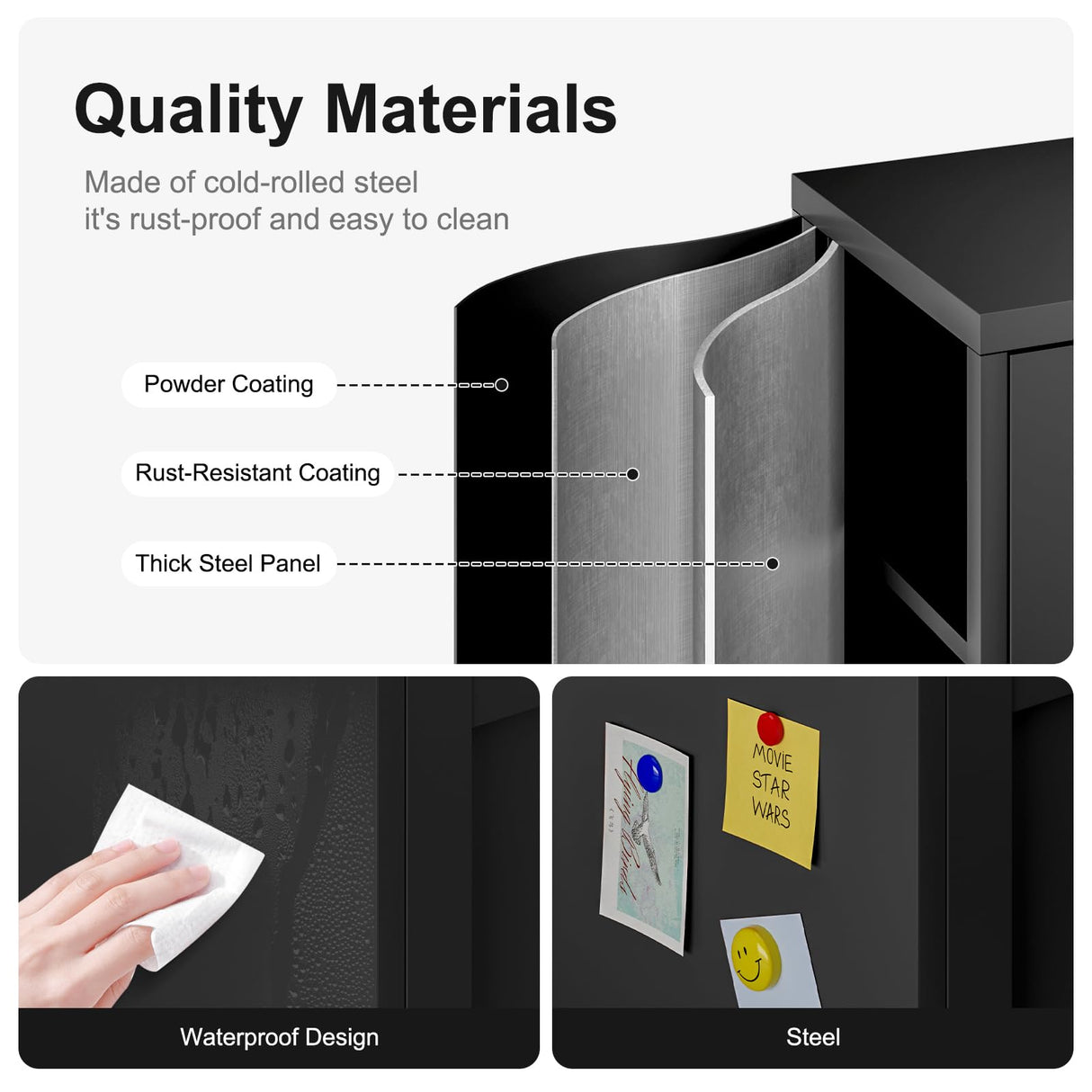 Bevivog Bathroom Floor Cabinet with Glass Doors Small Metal Storage Cabinet FreeStanding Metal Accent Cabinets with Two Door Storage Shelves, Locker Display Cabinet for Home Office Living Room Bevivog