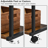 HOOBRO Industrial Printer Stand with Charging Station, 3-Tier Printer Table, Rolling Printer Cart with Adjustable Shelf and Hook, Rustic Brown and Black BF28UPS01 HOOBRO