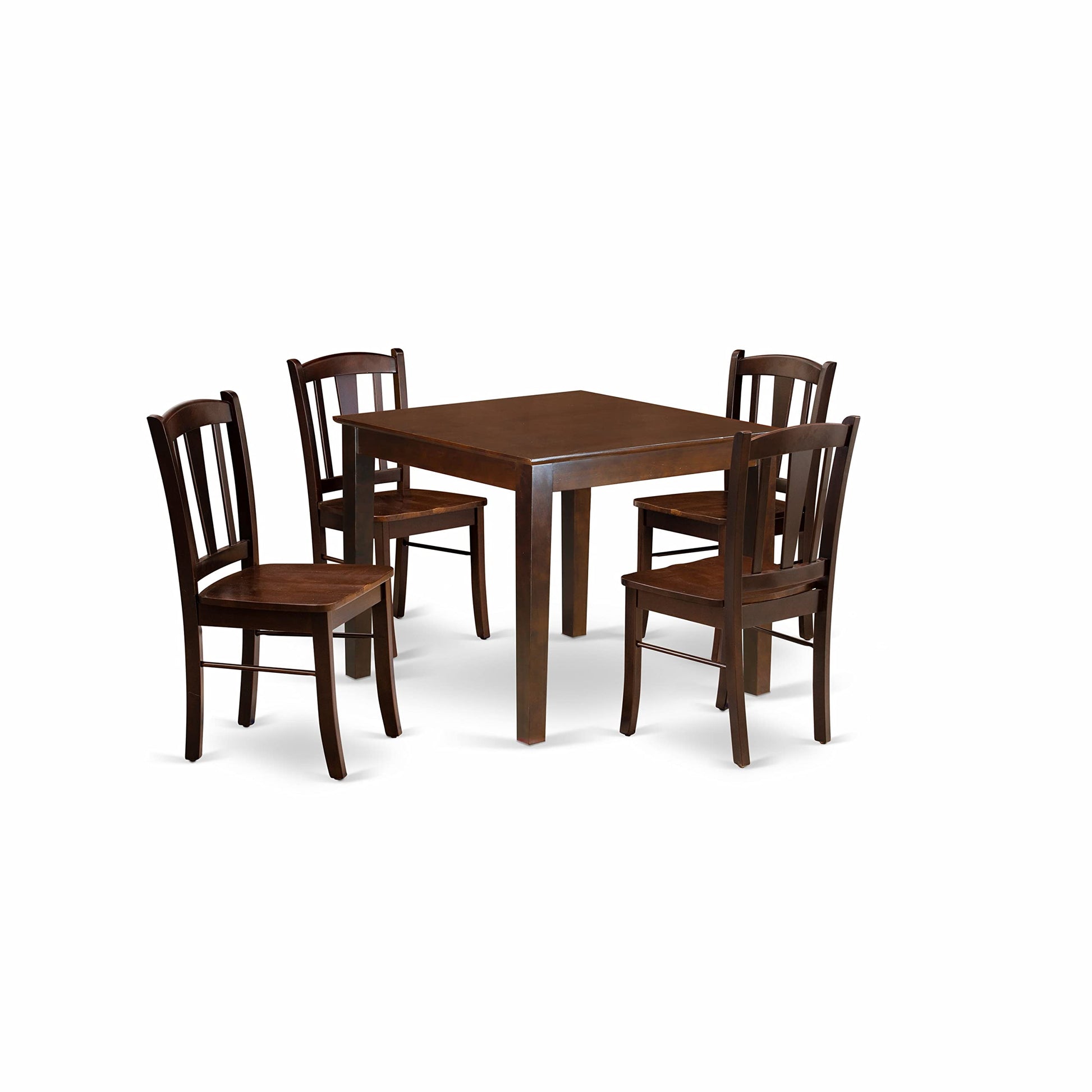 East West Furniture Oxford 5 Piece Room Furniture Set Includes a Square Kitchen Table and 4 Dining Chairs, 36x36 Inch, Mahogany - WoodArtSupply