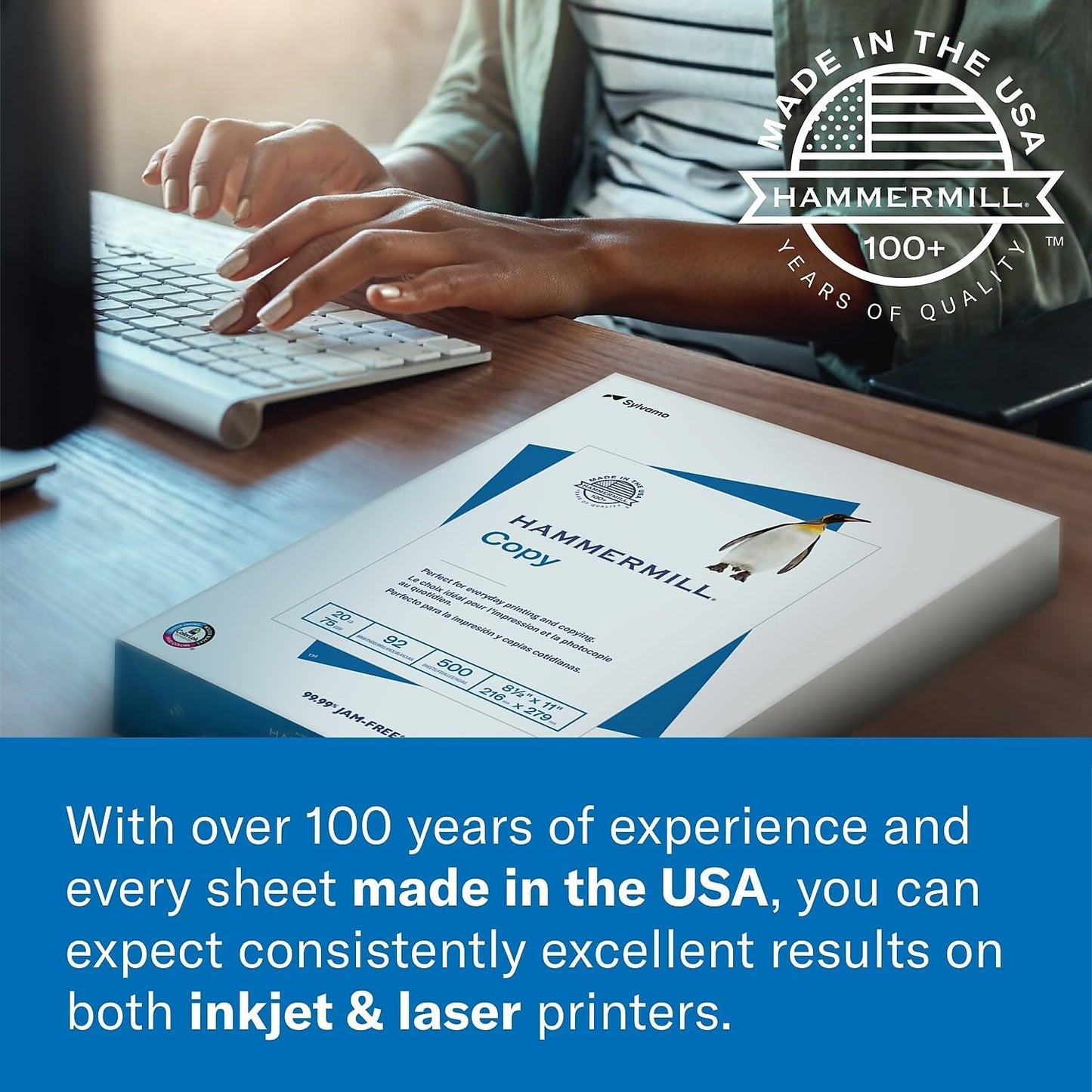 Hammermill Printer Paper, Premium Laser Print 32 lb, 8.5 x 11-98 Bright, Made in the USA, 104646R - 1 Ream (500 Sheets)