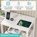 BOLUO White Night Stand with 3 Fabric Drawers, Nightstand with Charging Station LED Nightstand for Bedroom, Bedside Table with USB Ports and Outlets Modern BOLUO