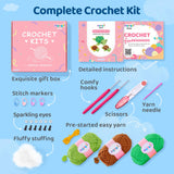 Mewaii Beginner Crochet Kit with 40% Extra Yarn, Pre-Started Yarn & Video Tutorials - 3 Sea Turtles Craft Set for Adults & Kids Mewaii