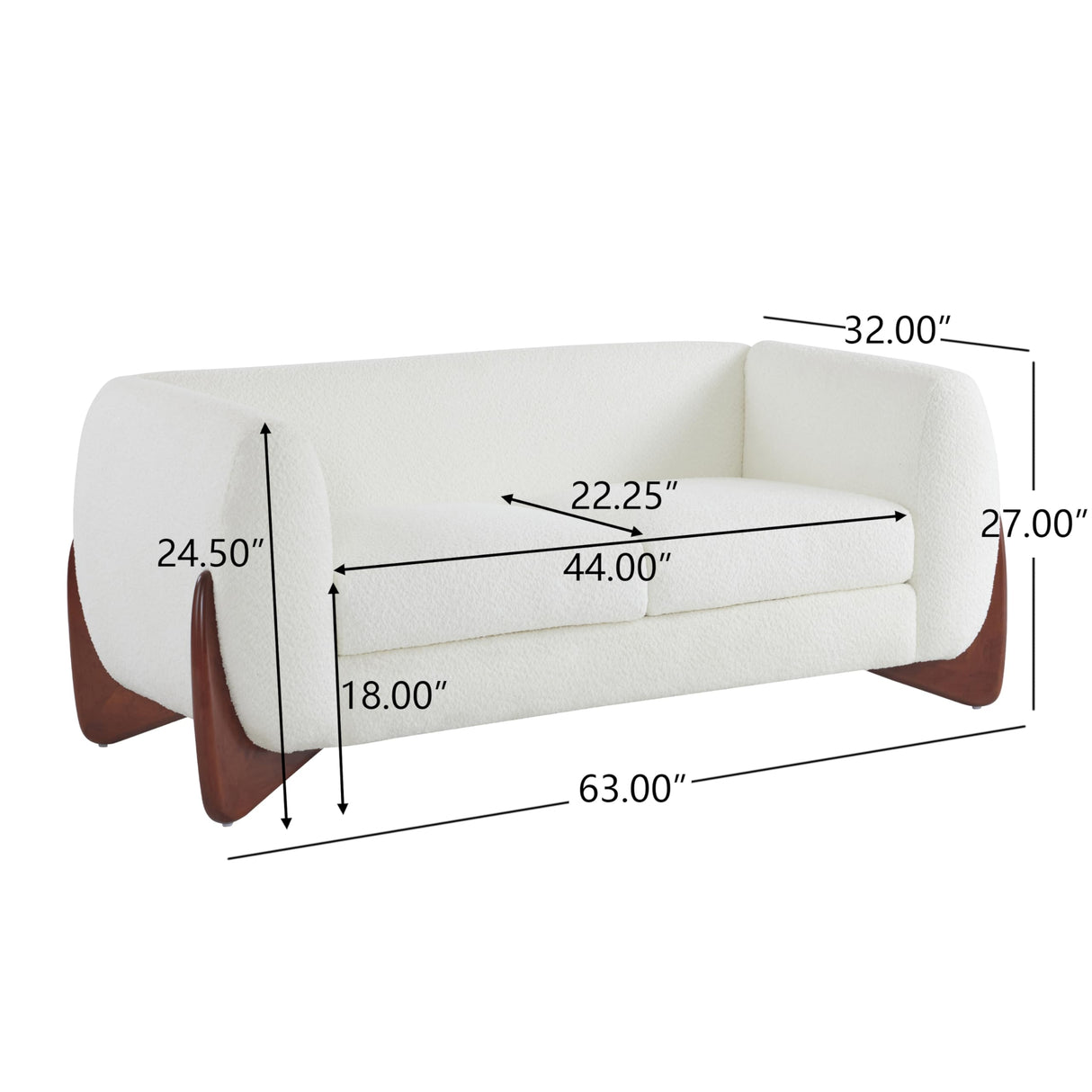 Christopher Knight Home Alma 63" Boucle Loveseat with Wood Legs, 2 Seater Sofa Couches for Living Room, Upholstered Couch Chair, Soft Seating Lounge Sofa Chair, Cozy Loveseat with Armrest, Beige Christopher Knight Home