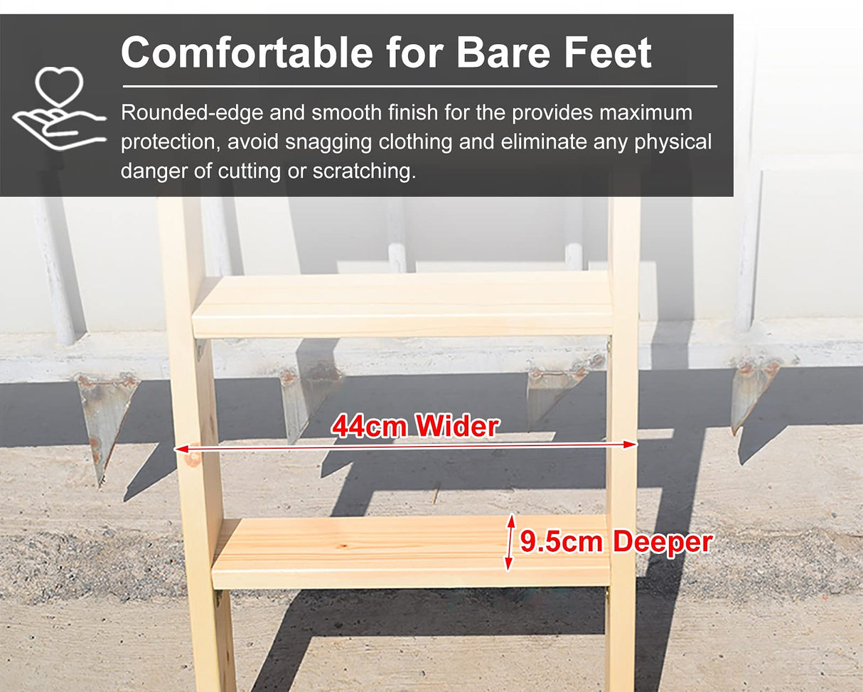 Bunk Bed Ladder 5 Step Wooden Bunk Bed Ladder 150cm (59") - Heavy Duty RV Loft Stair Hanging Ladder with Hook Bracket & Non-Slip Feet, Load 150 Kg / 330lbs HWLL