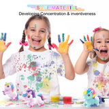 DIY Unicorn Painting Kit - Arts & Craft Set with 6 Plaster Unicorn Mold Fridge Magnets, 6 Paint Pots, 2 Brushes & 1 Scraper, Used in Living Room, Canteen, Creative Gift for Girls Angerbaby