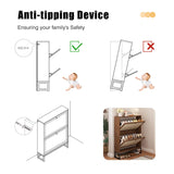 AVZEAR Freestanding Shoe Organizer with 2 Flip Drawer Doors, Entryway & Closet Shoe Storage, Linen Doors, Walnut AVZEAR