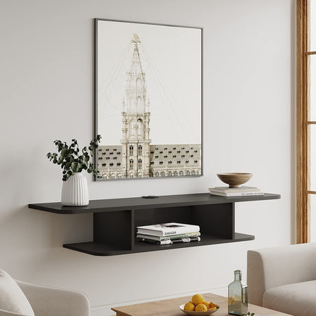 FITUEYES Floating Entertainment Center Wall Mounted Media Console TV Stand Component Shelf TV Wall Cabinet, Black FITUEYES